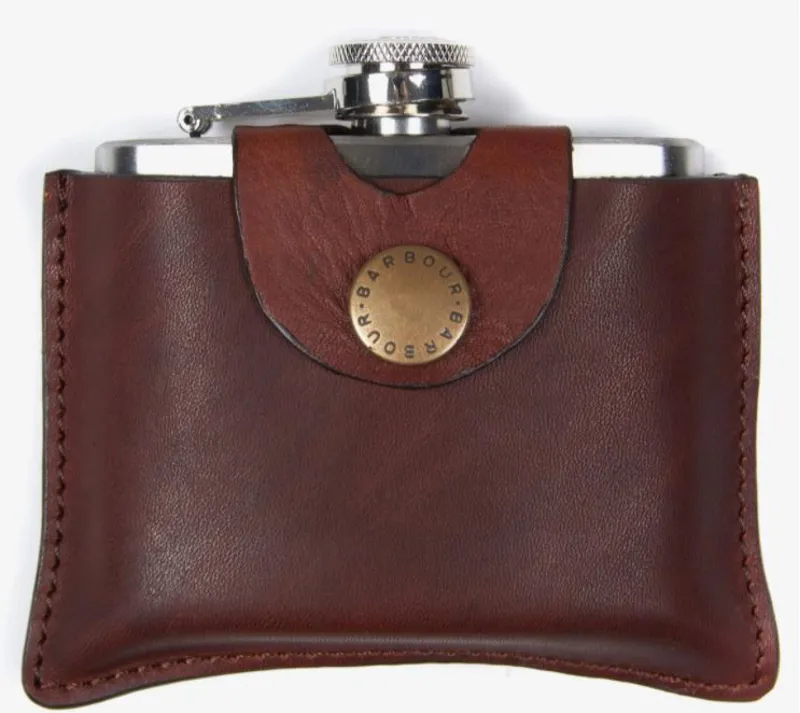 Barbour 4oz Hipflask in Brown-1